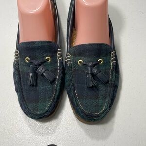 Sperry Tartan Loafers in Dark Green and Black